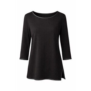 Chico's Black Knit 3/4 Sleeve Tunic Top Split Hem Stretch Size 2